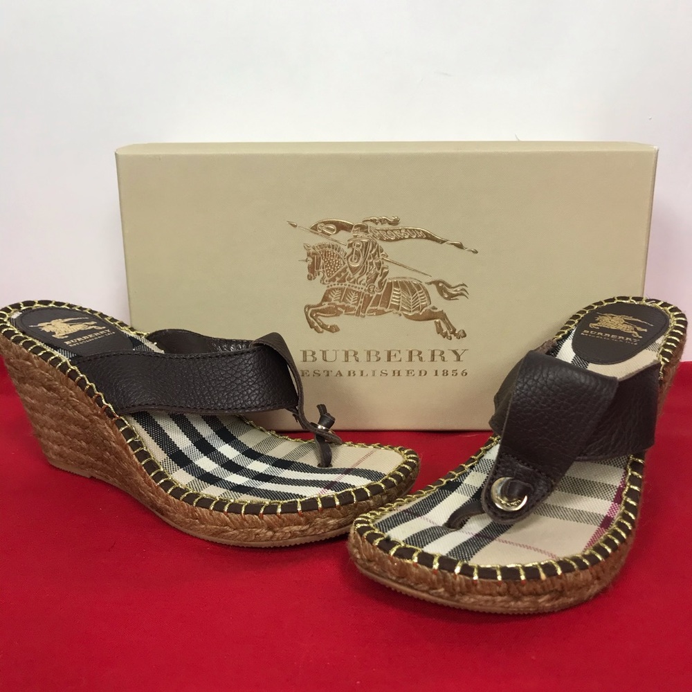 Burberry Wedge Sandals EUC Size 39